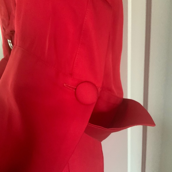 ZARA UTERQUE Red Cocktail Dress with double color belt - Picture 4 of 6